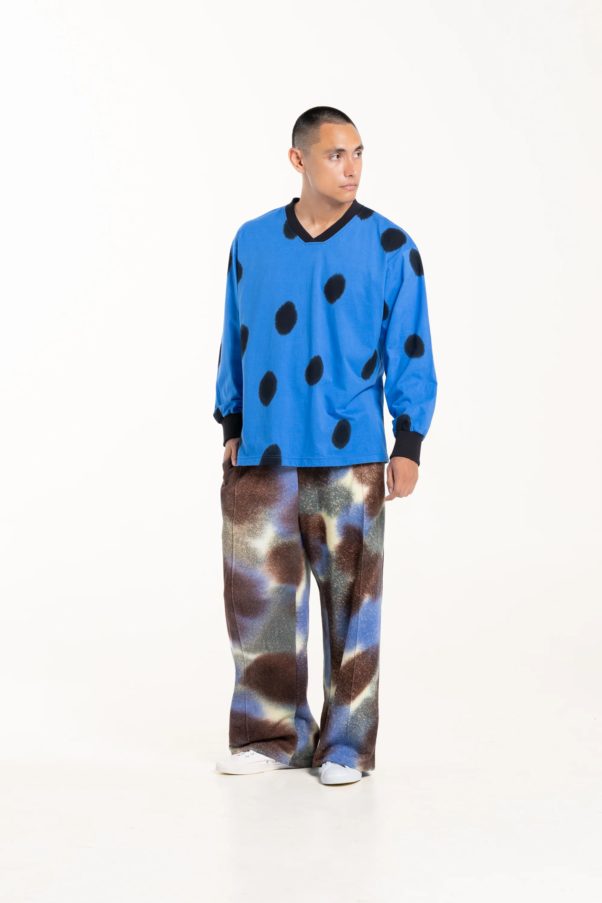 Echo V Neck Oversized Long Sleeve Top ID - Image 3